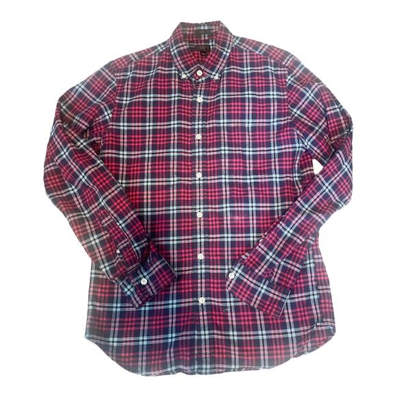 J. Crew Oxford Slim Fit Plaid Flannel Button Down Shirt Men's Size Small - Picture 1 of 5